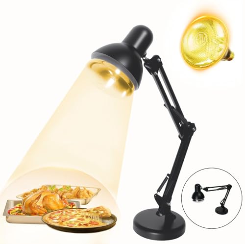 LEEVOT Heat Lamp for Food, Foldable Food Heating Lamp with 720Â° Adjustable Stand, Portable Food Warmer Lamps for Catering Buffet Restaurant Parties Pizza Chicken Fries 120V 60Hz