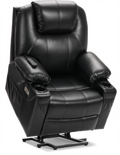 Faux Leather Lift Recliner with Extended Footrest