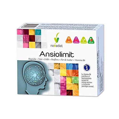 Novadiet - ANSIOLIMIT Cápsulas con Vitamina B6, Magnolia, Tulsi, GABA, Pasiflora, Flor de Azahar, Vitamina B6, Ayuda a Disminuir la Ansiedad, Agobio, Estrés y el Nerviosismo - 60 Cápsulas
