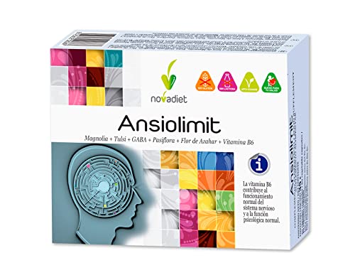 Novadiet - ANSIOLIMIT Cápsulas con Vitamina B6, Magnolia, Tulsi, GABA, Pasiflora, Flor de Azahar,...