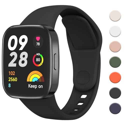 Bracelet Compatible avec la Xiaomi Redmi Watch 3 Femmes Hommes,Bracelet de Remplacement en Silicone Souple pour Xiaomi Redmi Watch 3 Bracelets (Noir)