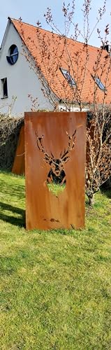 Cortenstahl Sichtschutzwand – Rustikale Gartendeko, 250 X 120 Cm, Dreiteilig Mit Erdspießen