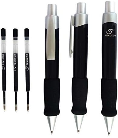 Tekukor Wide Body Ballpoint Pen 3+3 - Medium Black Ink Lightweight XXL Fat Pens For Arthritis Hands or Carpal Tunnel
