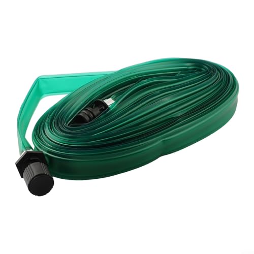 Manguera plana de PVC verde resistente para riego eficiente de raíces en macizos de flores y huertos, 7,5 m (10 m)