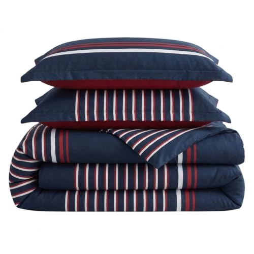 Nautica - Queen Duvet Cover Set, Cotton Reversible Bedding with Matching Shams, Medium Weight for All Seasons (Mineola Navy, Queen) by Nautica - Used condition - Image 7