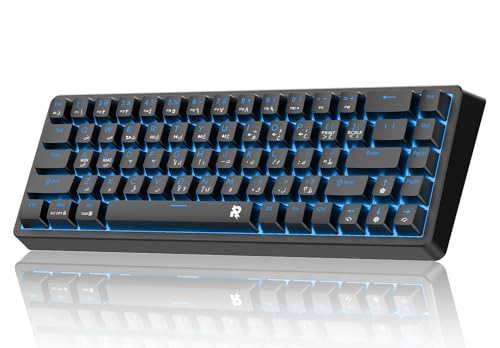 ROCK POW MK68 65% Mini Mechanical Keyboard, Tri-Mode Wireless (BT/2.4GHz/USB-C), Portable Red Switch RGB Gaming Keyboard, 68 Keys, Black