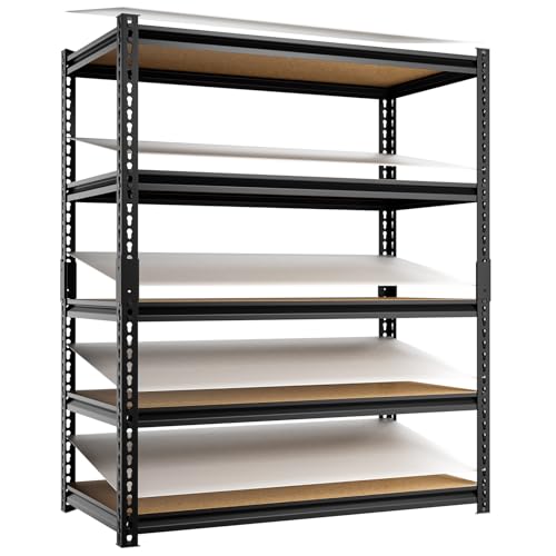 cynnda 5-Tier 40”W X 19.7”D X 71”H Garage Storage Racks 2500LBS Garage Storage Heavy Duty Adjustable Metal Basement Shelving (Black) by cynnda - Used condition - US$78.49