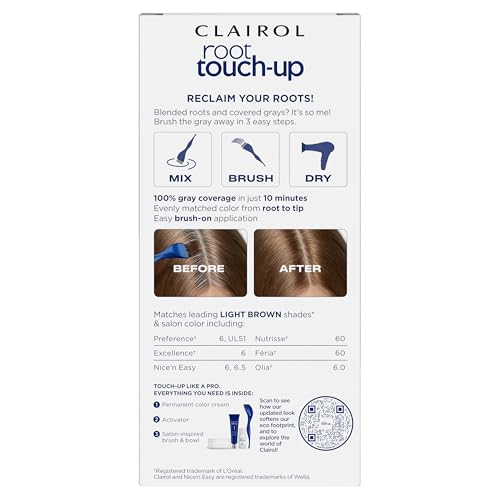 Clairol Root Touch-Up by Nice'n Easy Permanent Hair Dye, 6 Light Brown Hair Color, Pack of 2 - Image 3