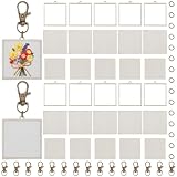 FREEBLOSS Juego de 12 mini llaveros de madera para bordar, aro de bordado de madera con cubierta trasera, aros cuadrados de madera para suministros de fabricación de joyas, 1.7 x 1.7 pulgadas