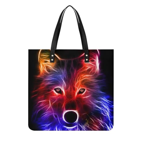 Grand sac à main loup abstrait femmes tote bag tissu cabas de plage et voyage