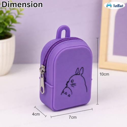 Image of FunBlast Cute Cat Shape Silicone Coin Purse for Kids & Adults - Mini Pouch for Coins, Earphones, Keys & Small Essentials, Aesthetic Pouches for Girls & Women - 10 X 7 X 4 Cm (Cat-Purple)