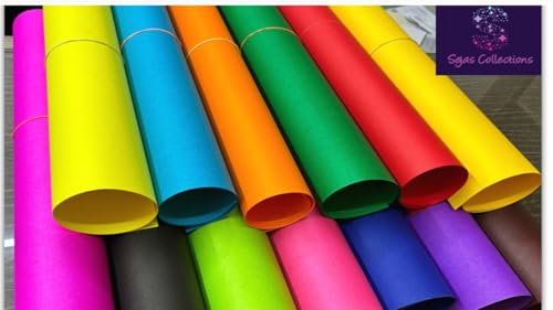 Image of SEJASCOLLECTIONS | Pack of 20 | Multicolor, Bright, A1, BIG / FULL Size, Pastel Sheets / Chart Paper, Used in art and craft, collage, projects, posters etc. Plain / Unrulled, Size: 70x56 centimeters, 200 GSM thickness.