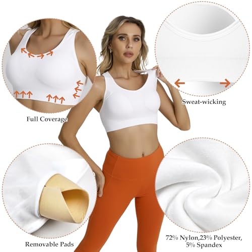 Image of Match Women's Seamless Racerback Sports Bra with Removable Pads Strappy Workout Bra Top for Yoga Gym Running Fitness (New Size)