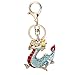Drachen Strass Schlüsselanhänger, Gold funkelnder Charm Schlüsselanhänger Gr. L, blau