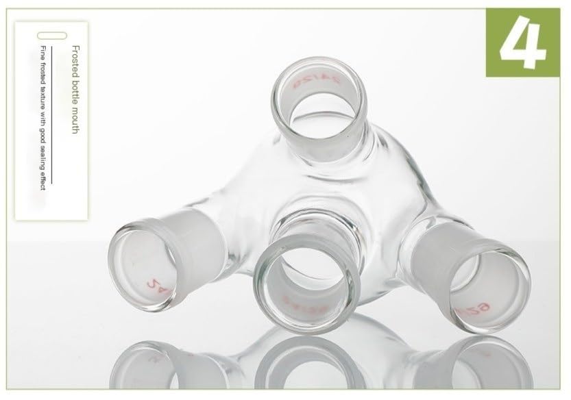 Temperature Resistant Glass Distillation Reactor Flask - Thickened Four Neck with Slanted Mouth & Round Bottom(3)