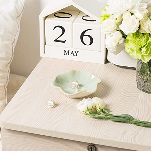 Kimramic Jewelry Dish,Ceramic Trinket Tray,Small Ring Holder,Key Bowl,Home Decoration,Gifts For Friends Sisters Daughter Mother (Light Green) #TOP6