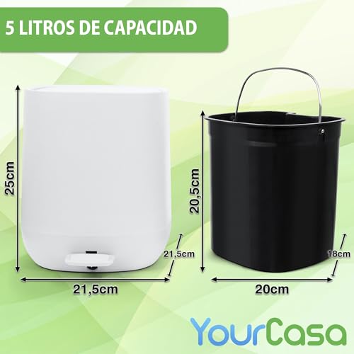 Miniatura 4 de Yourcasa Cubo De Basura Para Baño 5l Diseño Elegante Cubo De Baño Pequeño Cubo De Basura Con Tapa Y Cierre Suave Cubo Interior Extraíble Blanco