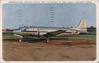 SAS Skymaster at LaGuardia Field New York, New York NY Original Vintage Postcard