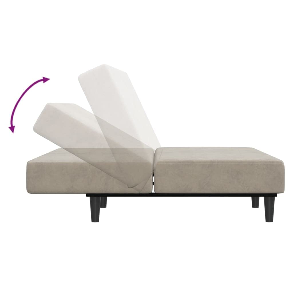 Sofá cama de 2 plazas de terciopelo gris claro con espacio de almacenamiento y respaldo, 200 x 84,5 x 69 cm, sofá esquinero versátil, cómodo sofá con reposabrazos, ideal para salón, habitación