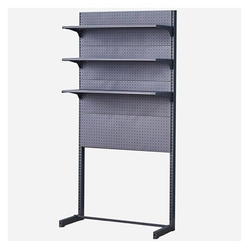 LJBMXL XUE&XIU Pegboard Display Stand, Commercial Supermarket Shelf with 3 Adjustable Shelves for Retail Convenience Grocery Office Supply Or Liquor Stores(Black,75x39x186cm)