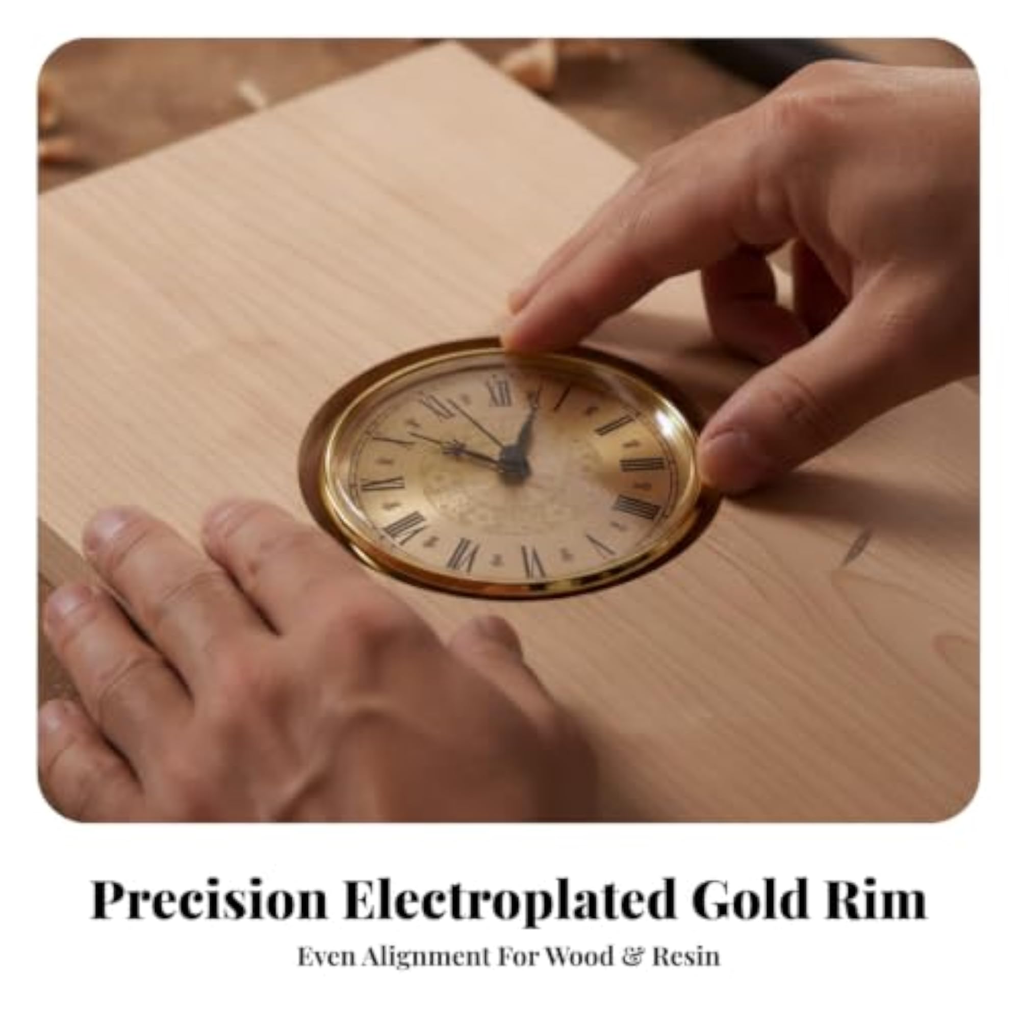 Easy-Mounting Quartz Clock Insert with Roman Numerals, Gold Trim