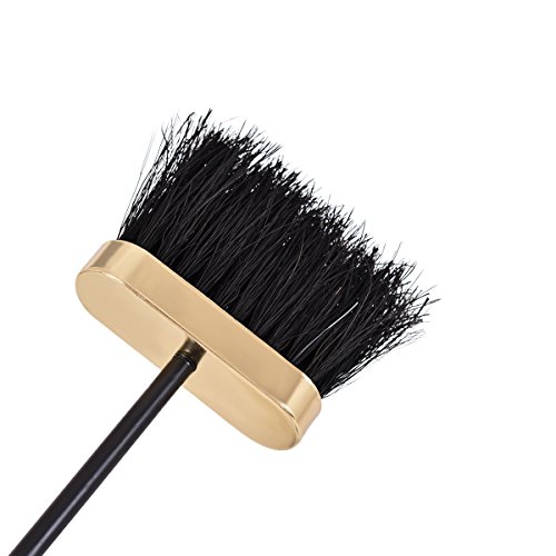 COSTWAY 5 Piece Fire Tools Set, Iron Fireplace Fireside Companion Brush, Poker, Shovel and Tong (Brass + Black) - Image 8