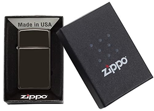 Encendedor Zippo Slim Negro Brillante miniatura 6