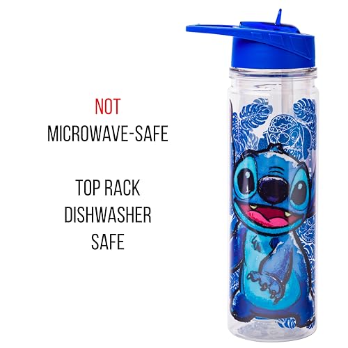 Silver Buffalo Lilo and Stitch Floral Sketch Glitter Double Walled Tritan Water Bottle, 18-Ounce by Silver Buffalo - Image 3