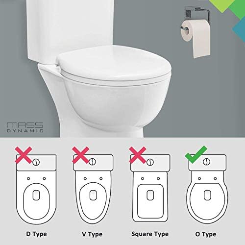 Mass Dynamic White Toilet Seat, Anti-slam Soft Close Toilet Seat, Quick Release Cleaning, Top Fix Easy Installation, Standard O Shape Toilet Seat (450mm x 370mm)