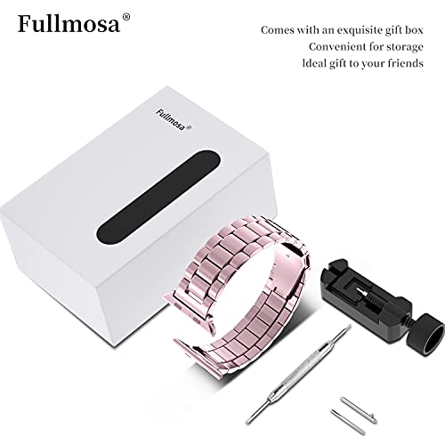 Fullmosa Metallarmband Kompatibel mit Apple Watch Armband 44mm 45mm 42mm, Edelstahl Ersatzband f&uuml;r iwatch SE 3 2 1 Series 9 8 7 6 5 4 3 2 1, Rosa
