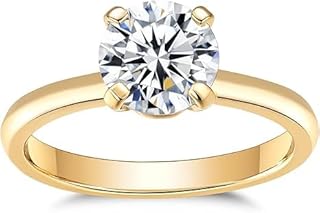 خاتم سوليتير دائري مطلي بالذهب عيار 18 قيراط ومرصع بالزركونيا المكعب 2 قيراط للتعبير عن الحب والخطوبة والزفاف للنساء من فيروز جوليري