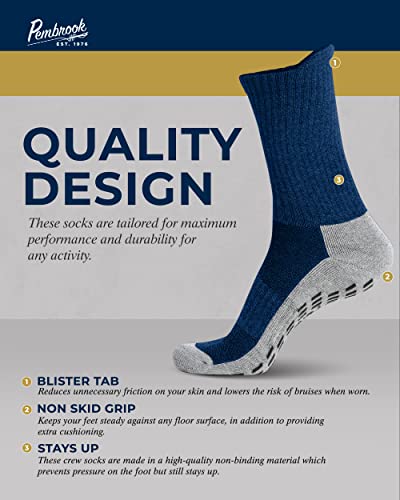 Pembrook 4 Pairs Crew Non Slip Socks - Gripper Socks For Men Women Husband Dad | Grip Socks Men | Non Slip Socks Men | Non Skid Socks For Men #TOP2