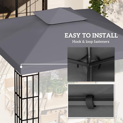 Outsunny 3 x 3(m) Gazebo Canopy Replacement Cover 2-Tier Roof Top Spare Part Deep Grey (TOP COVER ONLY) - Image 5