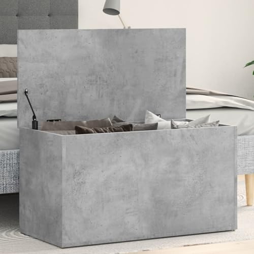 Gecheer Baule Grigio Cemento 84x42x46 cm in Truciolato,Contenitore Box,Baule Multiuso,Cassapanca Contenitore in Legno,Baule Contenitore da Interno,Cassapanca Baule,P803060