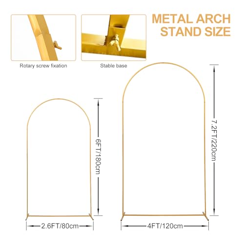 SuuWoee Arch Backdrop Stand Set of 2 With Black Cover (7.2FT+6FT) Gold Metal Wedding Arch Stand Balloon Arched for Birthday Party Baby Shower Graduation Ceremony Decoration by SuuWoee - Image 3