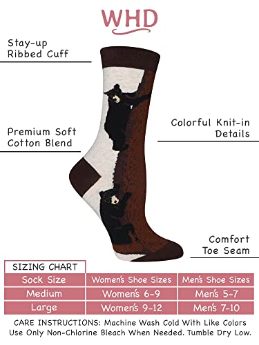 Image of WHD Black Bear Crew Socks for Women & Men | Fun Animal Socks, Nature Lover Gift