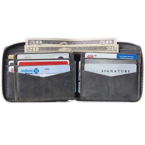 Image of Alpine Swiss Logan Mens Bifold Wallet All-Around Zipper Closure RFID Safe