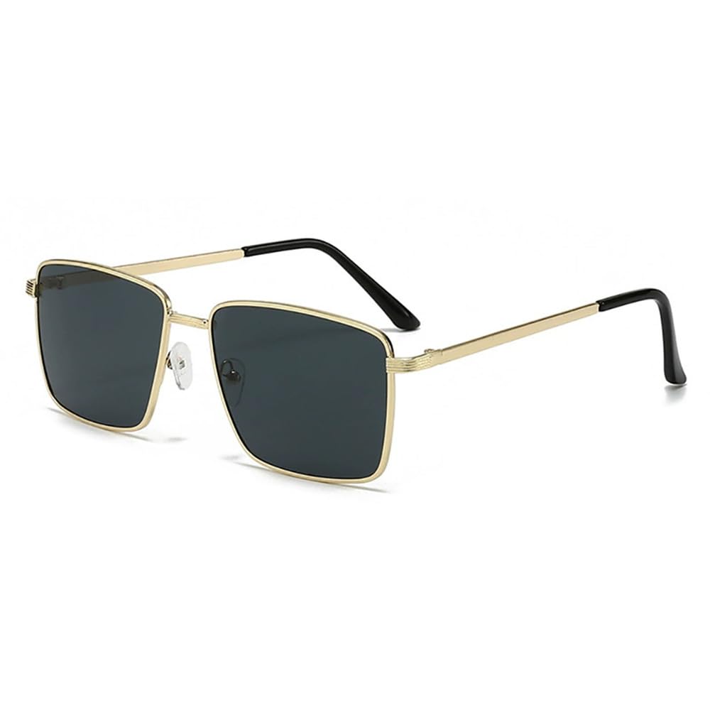 Gafas de sol cuadradas de montura grande para hombre, protección UV400, gafas de sol vintage para mujer con montura metá
