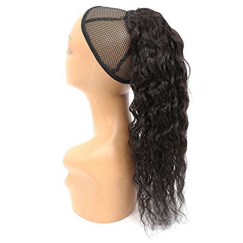 Corn Wave Ponytail Human Hair Clip In Corn Wave Ponytail Extensions, 10A Black Drawstring Ponytail Extension Human Hair For Women, 3C Curly Wavy Ponytail Clip In Hairpiece 16 Inch #TOP3