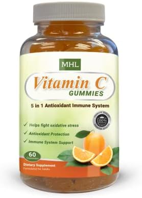 Men's Healthy Lifestyle Vitamin C Gummies by MHL - Ascorbic Acid and Antioxidants for Immunity and Immune Support - Made in The USA