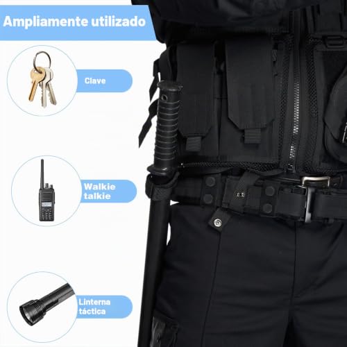 Miniatura 4 de Tyqour 8 Unidades De Cinturón De Policía Con Doble Botón De Presión, Trabillas Para Cinturón, Accesorios Tácticos Militares