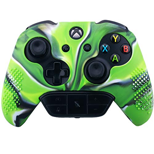 9Cdeer 1 Piece Of Studded Protective Silicone Cover Skin Sleeve Case + 8 Thumb Grips Analog Caps For Xbox One/S/X Controller Camouflage Green Compatible With Official Stereo Headset Adapter #TOP1