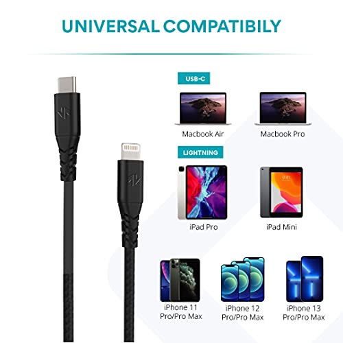 Ampere 4Ft Usb-C To Lightning Cable [Mfi Certified] - Ultra-Strong Reinforced Durable Charging Cable Compatible With Iphone/Ipad (Black) #TOP6