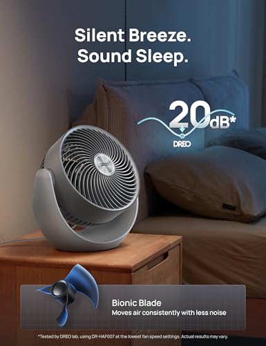 Image of DREO Fan for Bedroom, Table Air Circulator for Whole Room, 11 Inch, 60ft Strong Airflow, 120 adjustable tilt, 20db Low Noise, Quiet, 3 Speeds, Desk Fan for Home,Office, Kitchen