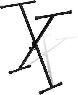 Cerlingwee Folding Keyboard Stand, Adjustable Height Practical X Style Single Braced Keyboard Stand Portable Stable for Home