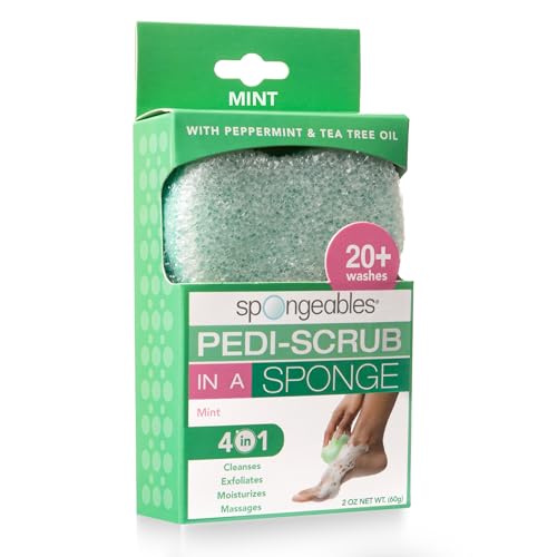Spongables Pedi Scrub Foot Exfoliating 20+ Wash Sponge Mint 1 Count