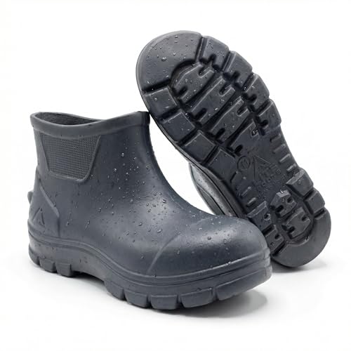 Image of Waterproof Deck Boots for Men & Women | Lightweight, Anti-Slip Rubber Rain Boots, 10 oz each | Pull-On Fishing & Ankle Boots for Sailing, Boating, Docks, Camping | Garden Boots for Everyday