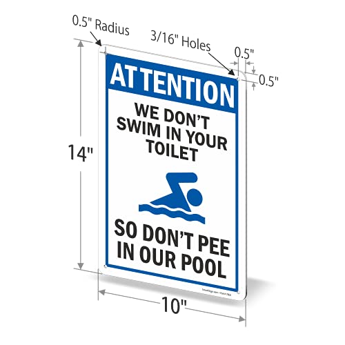 Cartel divertido para piscina de plástico 14x10 pulgadas miniatura 6