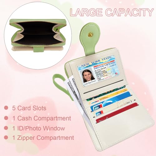 Image of Cute Print Wallet Blueberry Strawberry Cherry Wallet with Credit Card Slot Zipper Coin Pocket for Women Girls (AVOCADO)