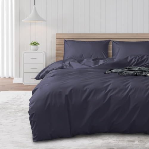 DUJUIKE Wasserdichter Bettbezug, Bettdeckenschutz, wasserdicht, Anti-Inkontinenz, geeignet für Haustiere, Katzen und Hunde, Kinder, ältere Menschen, Doppelreißverschluss (Navy Blau, Twin (135*200 cm))